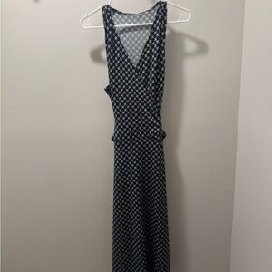 41 Hawthorn Blue and White Sheath Midi Dress